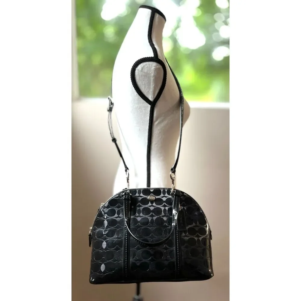 Coach Peyton Link C Embossed Patent Leather Domed Satchel